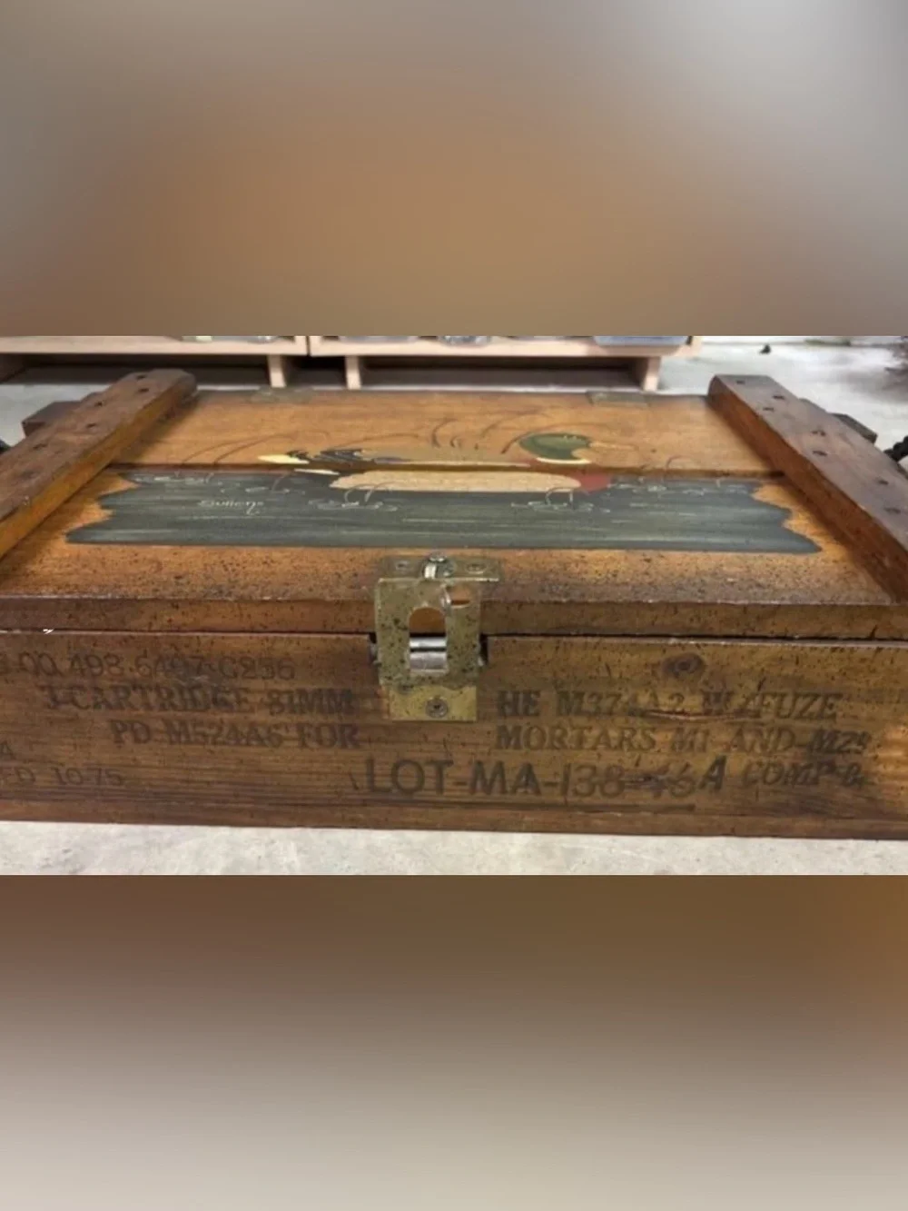 Hand-Painted Mallard Duck Wooden Lidded Crate Box